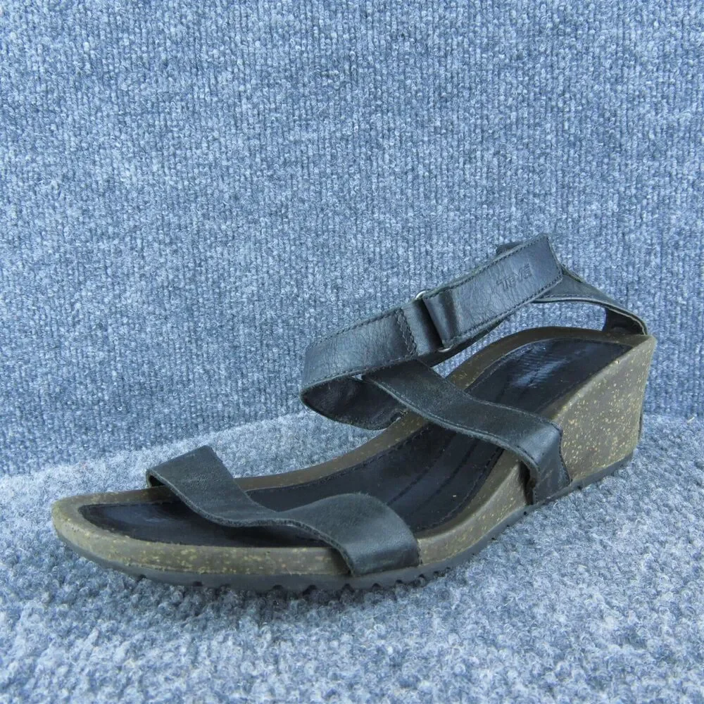 Teva Women Ankle Strap Sandal Shoes Size 8 Medium Black Leather